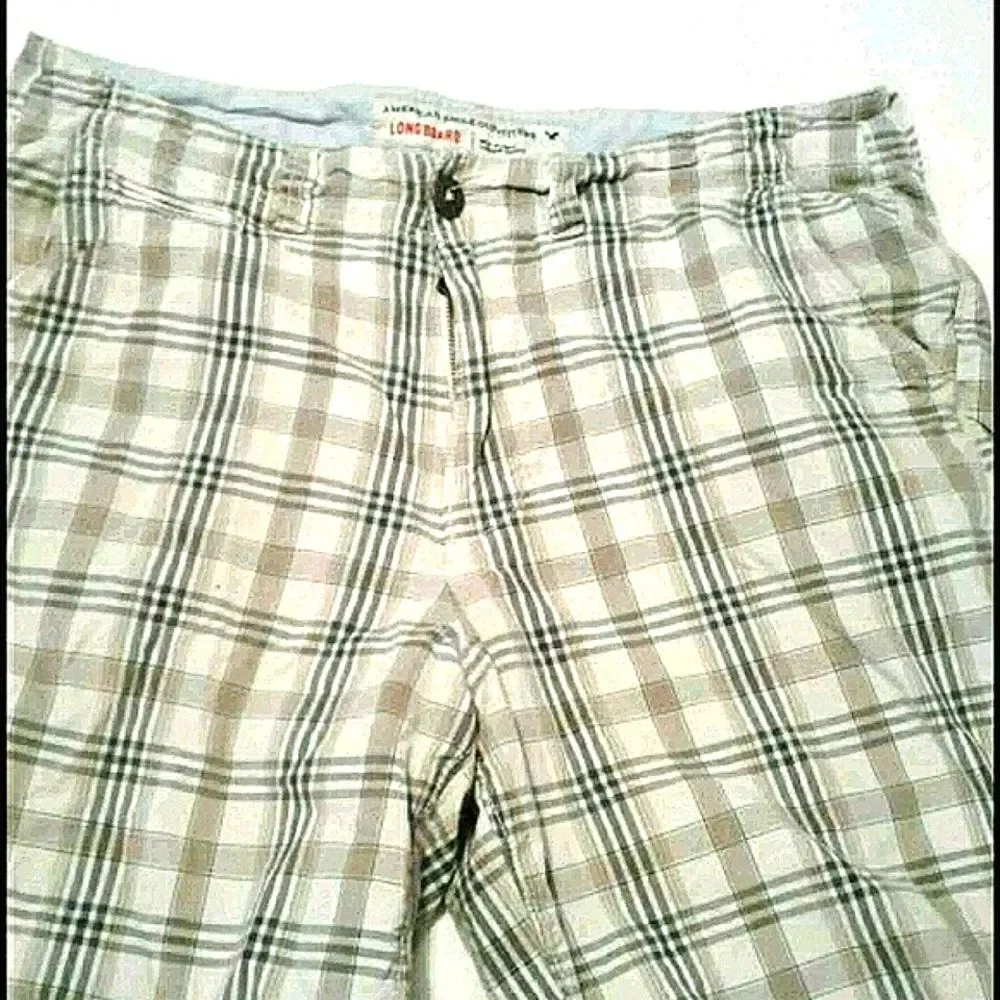 American Eagle Retro Longboard Grandpa Plaid Shorts Waist 33